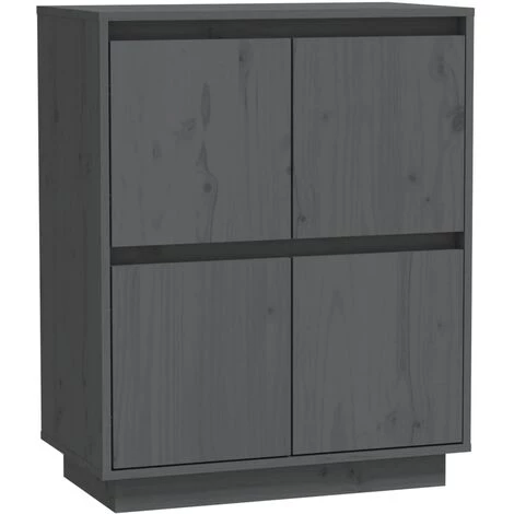 FIMEI Buffet Gris 60x34x75 Cm Bois Massif De Pin 2 FIMEI Buffet Gris 60x34x75 Cm Bois Massif De Pin – Image 2