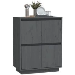 FIMEI Buffet Gris 60x34x75 Cm Bois Massif De Pin 8 FIMEI Buffet Gris 60x34x75 Cm Bois Massif De Pin -Buffet et enfilade Soldes 60968727 4