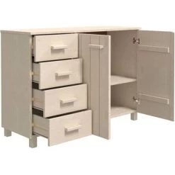 FIMEI Buffet Marron Miel 113x40x80 Cm Bois Massif De Pin -Buffet et enfilade Soldes 60968882 5