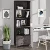 FIMEI Buffet Haut Gris Clair 60x35x180 Cm Bois Massif De Pin
