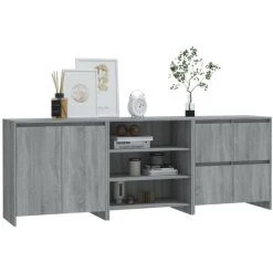 FIMEI Buffets 3 Pcs Sonoma Gris Bois D'ingénierie -Buffet et enfilade Soldes 60968976 3
