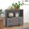 FIMEI Buffet Gris Clair 85x35x80 Cm Bois Massif De Pin