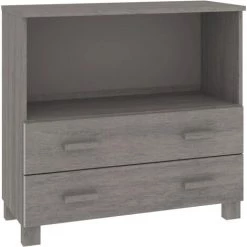 FIMEI Buffet Gris Clair 85x35x80 Cm Bois Massif De Pin -Buffet et enfilade Soldes 60969305 2
