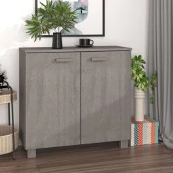 FIMEI Buffet Gris Clair 85x35x80 Cm Bois Massif De Pin