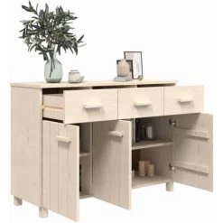 FIMEI Buffet Marron Miel 113x40x80 Cm Bois Massif De Pin -Buffet et enfilade Soldes 60969887 4