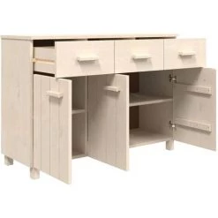 FIMEI Buffet Marron Miel 113x40x80 Cm Bois Massif De Pin -Buffet et enfilade Soldes 60969887 5