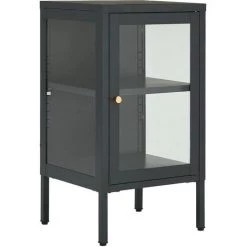 FIMEI Buffet Anthracite 38x35x70 Cm Acier Et Verre -Buffet et enfilade Soldes 60970105 2