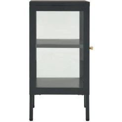 FIMEI Buffet Anthracite 38x35x70 Cm Acier Et Verre -Buffet et enfilade Soldes 60970105 4