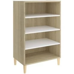 FIMEI Buffet Blanc Et Chêne Sonoma 57x35x90 Cm Aggloméré -Buffet et enfilade Soldes 60970542 2