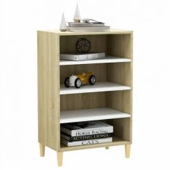 FIMEI Buffet Blanc Et Chêne Sonoma 57x35x90 Cm Aggloméré -Buffet et enfilade Soldes 60970542 3