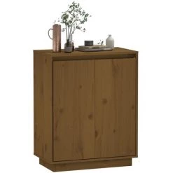 FIMEI Buffet Marron Miel 60x34x75 Cm Bois Massif De Pin -Buffet et enfilade Soldes 60970565 4