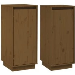 FIMEI Buffets 2 Pcs Marron Miel 31,5x34x75 Cm Bois Massif De Pin -Buffet et enfilade Soldes 60970570 2