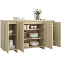 FIMEI Buffet Chêne Sonoma 135x41x75 Cm Aggloméré -Buffet et enfilade Soldes 60970979 4