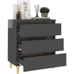 FIMEI Buffet Gris Brillant 60x35x69 Cm Aggloméré -Buffet et enfilade Soldes 60971012 3
