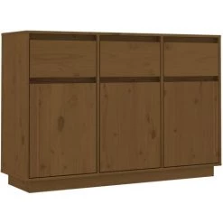 FIMEI Buffet Marron Miel 110x34x75 Cm Bois Massif De Pin -Buffet et enfilade Soldes 60971435 2