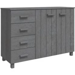 FIMEI Buffet Gris Foncé 113x40x80 Cm Bois Massif De Pin -Buffet et enfilade Soldes 60971462 2