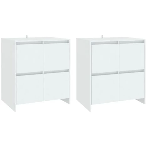 FIMEI Buffets 2 Pcs Blanc 70x41x75 Cm Aggloméré 2 FIMEI Buffets 2 Pcs Blanc 70x41x75 Cm Aggloméré – Image 2