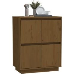 FIMEI Buffet Marron Miel 60x34x75 Cm Bois Massif De Pin -Buffet et enfilade Soldes 60971770 4