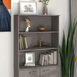 FIMEI Dessus De Buffet Gris Clair 85x35x100 Cm Bois Massif De Pin
