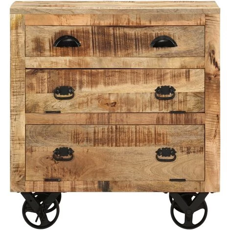FIMEI Armoire Latérale Avec Roues 70x40x75 Cm Bois De Manguier Solide 2 FIMEI Armoire Latérale Avec Roues 70x40x75 Cm Bois De Manguier Solide – Image 2