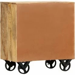 FIMEI Armoire Latérale Avec Roues 70x40x75 Cm Bois De Manguier Solide 8 FIMEI Armoire Latérale Avec Roues 70x40x75 Cm Bois De Manguier Solide -Buffet et enfilade Soldes 60972269 4