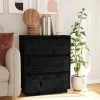 FIMEI Buffet Noir 60x34x75 Cm Bois Massif De Pin