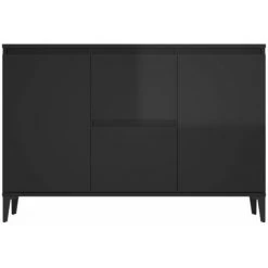FIMEI Buffet Noir Brillant 104x35x70 Cm Aggloméré -Buffet et enfilade Soldes 60972921 5