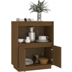 FIMEI Buffet Marron Miel 60x34x75 Cm Bois Massif De Pin -Buffet et enfilade Soldes 60973225 4