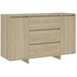 FIMEI Buffet Avec 3 Tiroirs Chêne Sonoma 120x41x75 Cm Aggloméré -Buffet et enfilade Soldes 60973270 2