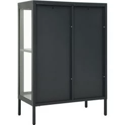 FIMEI Buffet Anthracite 75x35x105 Cm Acier Et Verre -Buffet et enfilade Soldes 60973728 5