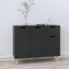 FIMEI Buffet Noir Brillant 90x30x72 Cm Aggloméré