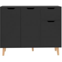 FIMEI Buffet Noir Brillant 90x30x72 Cm Aggloméré -Buffet et enfilade Soldes 60974758 3