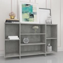 FIMEI Buffet Gris Béton 120x30x75 Cm Aggloméré -Buffet et enfilade Soldes 60974829 4