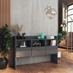 FIMEI Buffet Gris Brillant 105x30x70 Cm Aggloméré -Buffet et enfilade Soldes 60974898 3