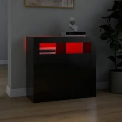 FIMEI Buffet Avec Lumières LED Noir Brillant 80x35x75 Cm -Buffet et enfilade Soldes 60974976 3