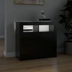 FIMEI Buffet Avec Lumières LED Noir Brillant 80x35x75 Cm -Buffet et enfilade Soldes 60974976 5