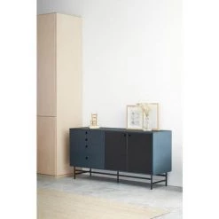 Buffets BOBOCHIC - Buffet 2 Portes 150 Cm PUNTO Noir + Gris - Noir + Gris -Buffet et enfilade Soldes 61060906 2