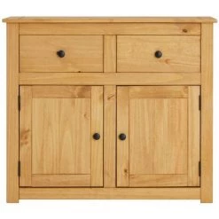 IDIMEX Buffet CANCUN Commode En Bois Style Maison De Campagne, Avec 2 Portes Et 2 Tiroirs En Pin Massif Finition Teinté - Naturel -Buffet et enfilade Soldes 61067638 3