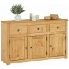 IDIMEX Buffet CANCUN Commode En Bois Style Maison De Campagne, Avec 3 Portes Et 3 Tiroirs En Pin Massif Finition Teinté - Naturel