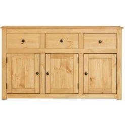 IDIMEX Buffet CANCUN Commode En Bois Style Maison De Campagne, Avec 3 Portes Et 3 Tiroirs En Pin Massif Finition Teinté - Naturel -Buffet et enfilade Soldes 61067898 2