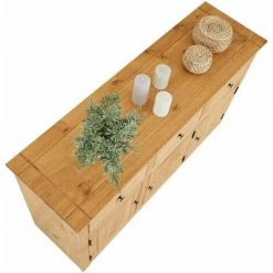 IDIMEX Buffet CANCUN Commode En Bois Style Maison De Campagne, Avec 3 Portes Et 3 Tiroirs En Pin Massif Finition Teinté - Naturel -Buffet et enfilade Soldes 61067898 4