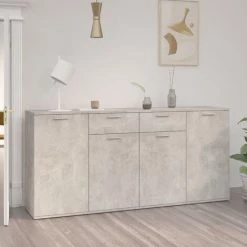 TRUE DEAL Buffet Gris Béton 160x36x75 Cm Aggloméré