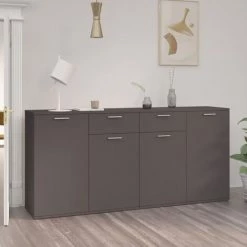 TRUE DEAL Buffet Gris 160x36x75 Cm Aggloméré