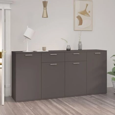 TRUE DEAL Buffet Gris 160x36x75 Cm Aggloméré 1 TRUE DEAL Buffet Gris 160x36x75 Cm Aggloméré