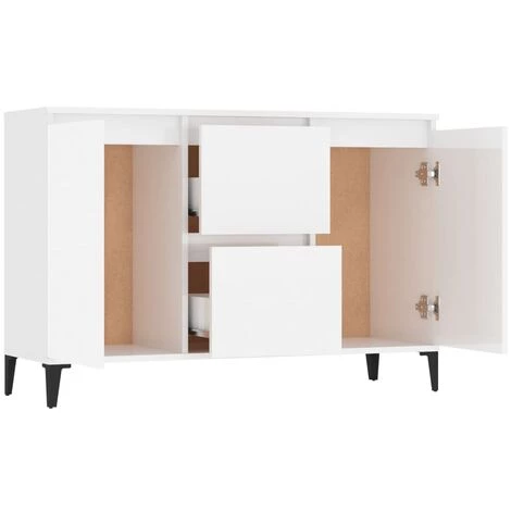 TRUE DEAL Buffet Blanc Brillant 104x35x70 Cm Aggloméré 4 TRUE DEAL Buffet Blanc Brillant 104x35x70 Cm Aggloméré – Image 4