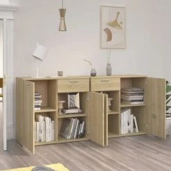 TRUE DEAL Buffet Chêne Sonoma 160x36x75 Cm Aggloméré -Buffet et enfilade Soldes 61074408 3