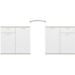 TRUE DEAL Buffet Blanc Et Chêne Sonoma 80x36x75 Cm Aggloméré -Buffet et enfilade Soldes 61074768 5