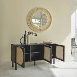BOIS DESSUS BOIS DESSOUS Buffet En Manguier Massif Et Cannage Noir 160 Cm - Noir -Buffet et enfilade Soldes 61081330 3