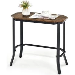 COSTWAY Table D'Appoint Industrielle, 64 X 32 X 61,5 CM, Bout De Canapé Avec Structure En Acier Stable, Pour Salon, Chambre, Bureau