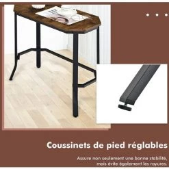 COSTWAY Table D'Appoint Industrielle, 64 X 32 X 61,5 CM, Bout De Canapé Avec Structure En Acier Stable, Pour Salon, Chambre, Bureau -Buffet et enfilade Soldes 61220014 4